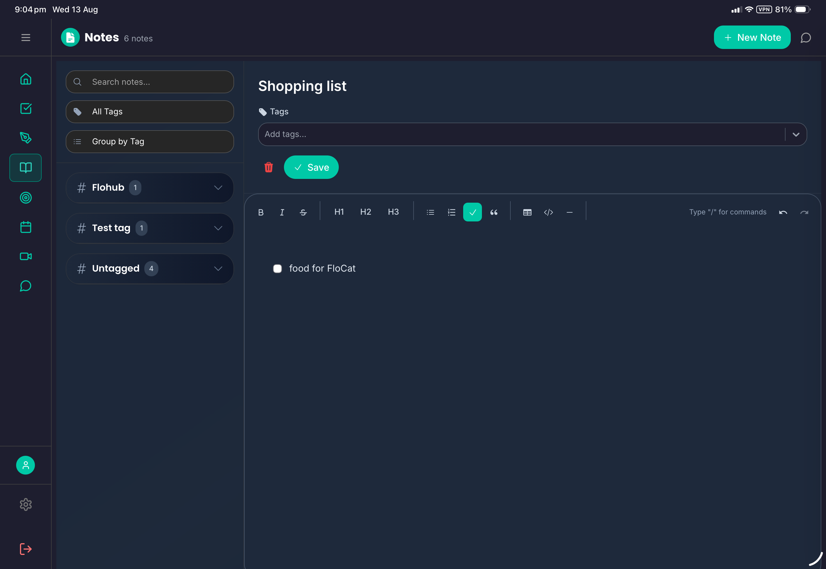 Notes + Journal screenshot