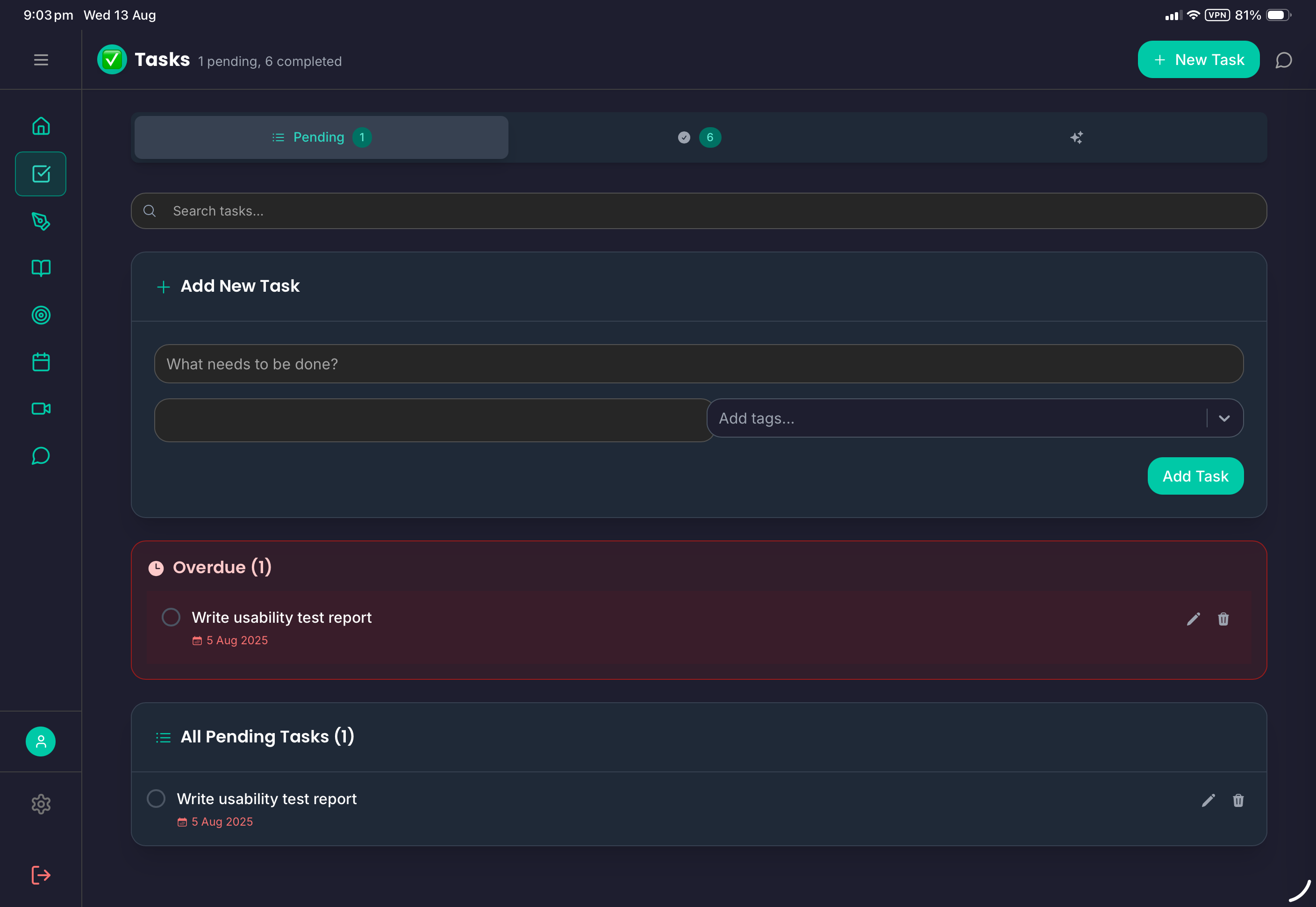 Task Management screenshot